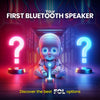 Illustration of a baby robot with futuristic lights and question marks, symbolizing the search for your first FOL Bluetooth speaker.