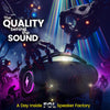 FOL Speaker Factory: High-tech sound quality engineering. Robotic assembly of portable Bluetooth speaker, showcasing 