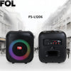 FOL FS-L1206 portable Bluetooth party speaker with LED lights, front and rear view