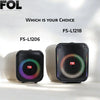 FOL FS-L1206 vs FS-L1218 Bluetooth speakers side-by-side comparison with RGB lights for home and party use