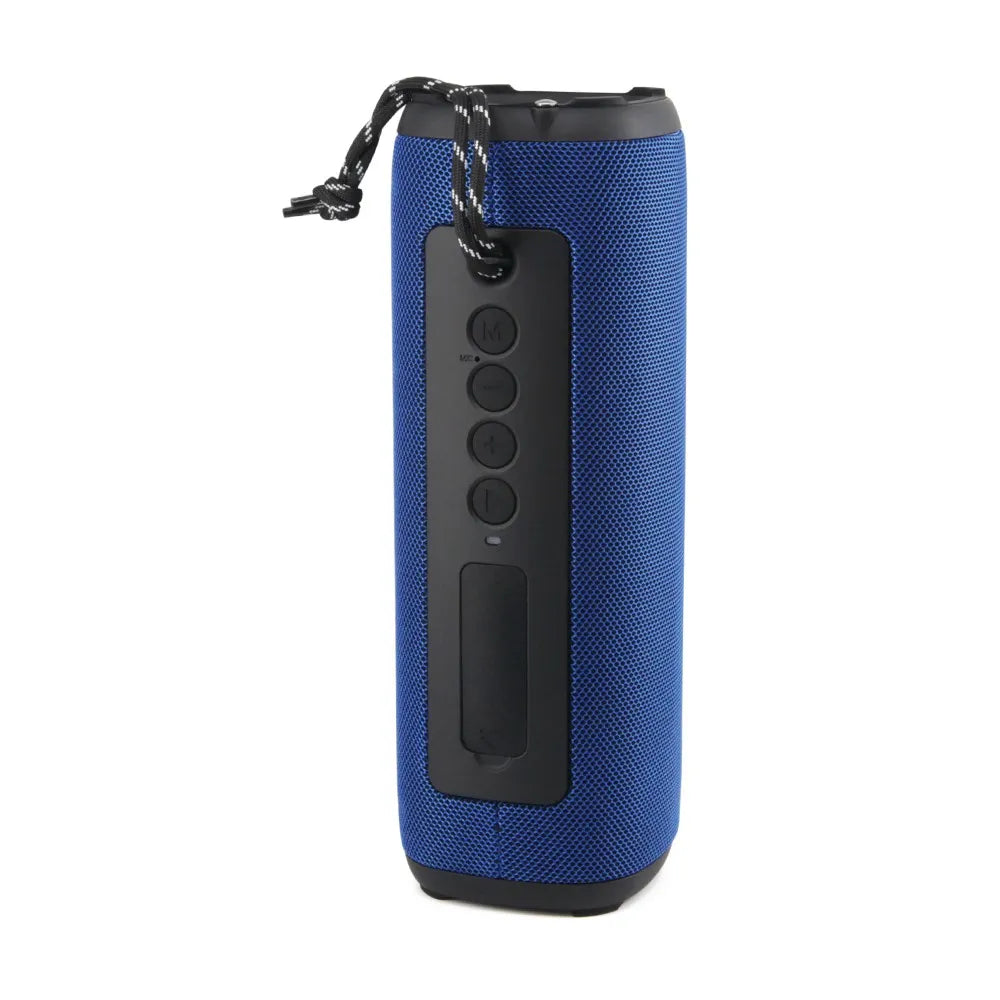 Side view of the FOL D10 Bluetooth speaker with control buttons – Close-up of the control panel with volume, play/pause, and mode selection buttons.