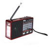 Angled side view: Compact and lightweight FOL FR-02 radio with multiple power options, including rechargeable and AA batteries, perfect for indoor and outdoor use.