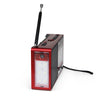 Side view with flashlight: FOL FR-02 emergency radio with built-in flashlight and LED lamp, ideal for camping, power outages, and outdoor adventures.