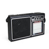 Angled side view: Retro-style FOL FR-04 radio featuring Bluetooth, USB, and microSD playback options for versatile music enjoyment.