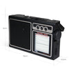 Size dimensions: FOL FR-04 radio with detailed size measurements, showcasing its compact and travel-friendly design.

