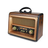 Portable Radio FR-05 with an adjustable screen, wooden frame, LED-lit knobs, and TWS technology for modern audio streaming.