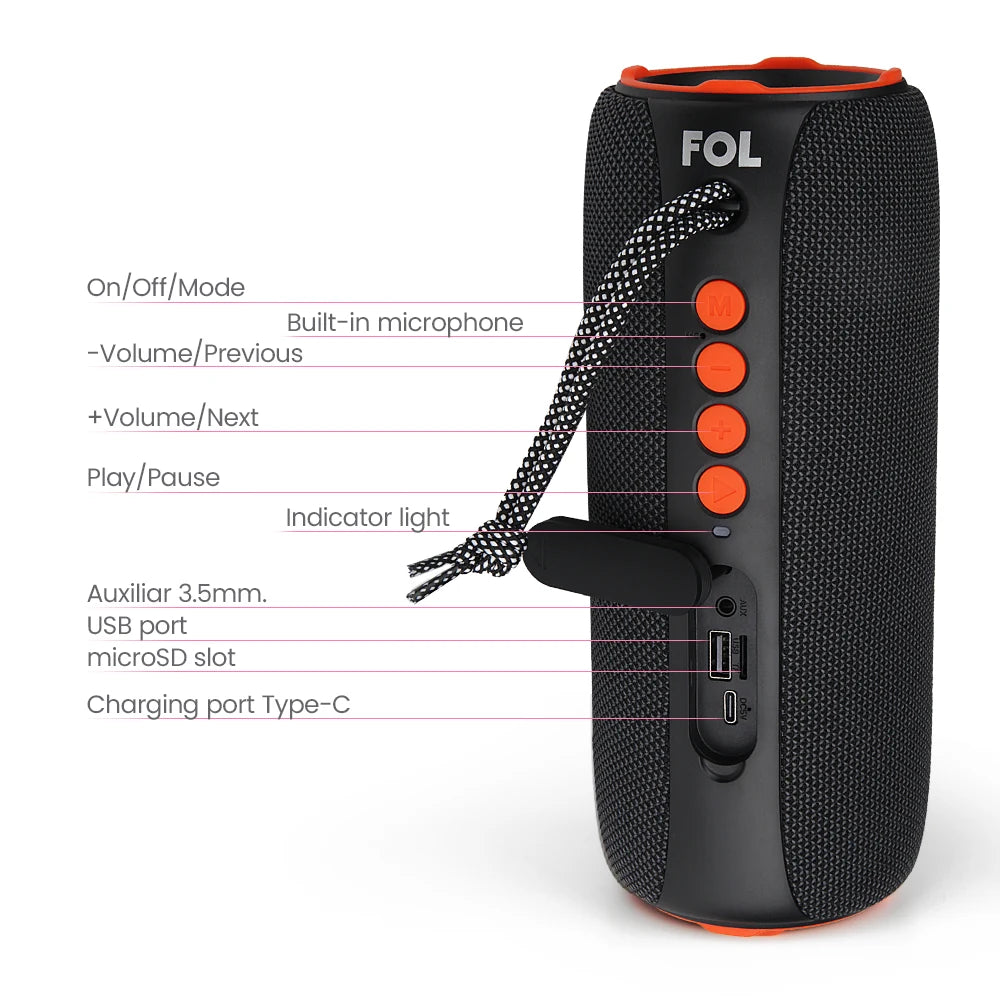 Portable Bluetooth Speaker with IPX5 Waterproof FS-D14 (Enhanced D14 Version)