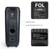 Back view of FOL FS-L2212 speaker showing power input, audio ports, and retractable handle