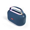 Side view of Portable Speaker R318, showcasing its compact blue design, 7.4V 2500mAh battery, and TWS technology for wireless audio.