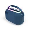 Left back side view of Portable Speaker R318, a lightweight 20W + 10W x 2 speaker with vibrant LED lights and compact dimensions.