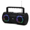 Front view of the FOL FS-S886 portable speaker with dual 66mm drivers and RGB lights

