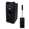 Side view of FS-T109 Audio Tower, showcasing its 8-inch subwoofer, 4 top 2.25-inch speakers, and support pole for a powerful audio experience.