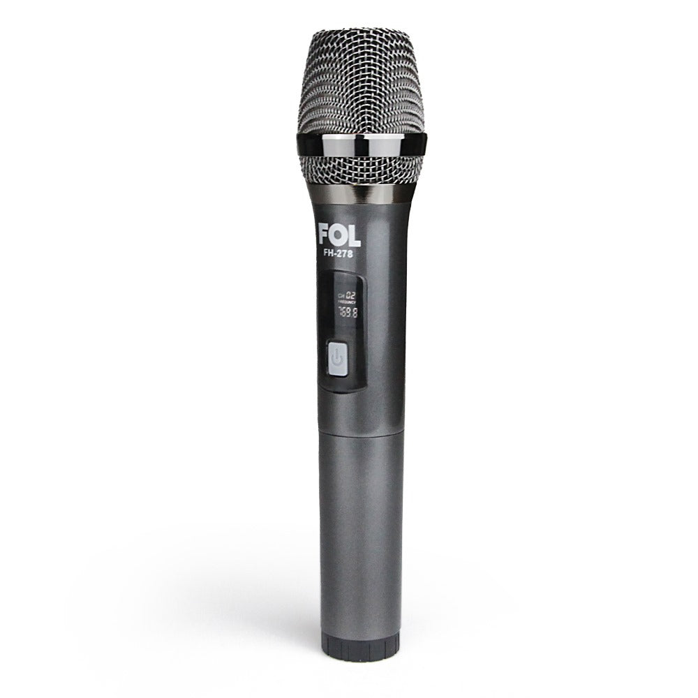 FOL FH-278 wireless microphone with a 6.3mm transmitter, ideal for karaoke and stage performances.